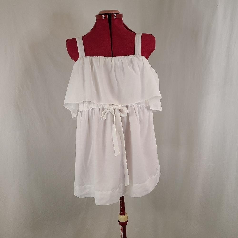Motherhood Maternity White Ruffle Tank Top Size Small